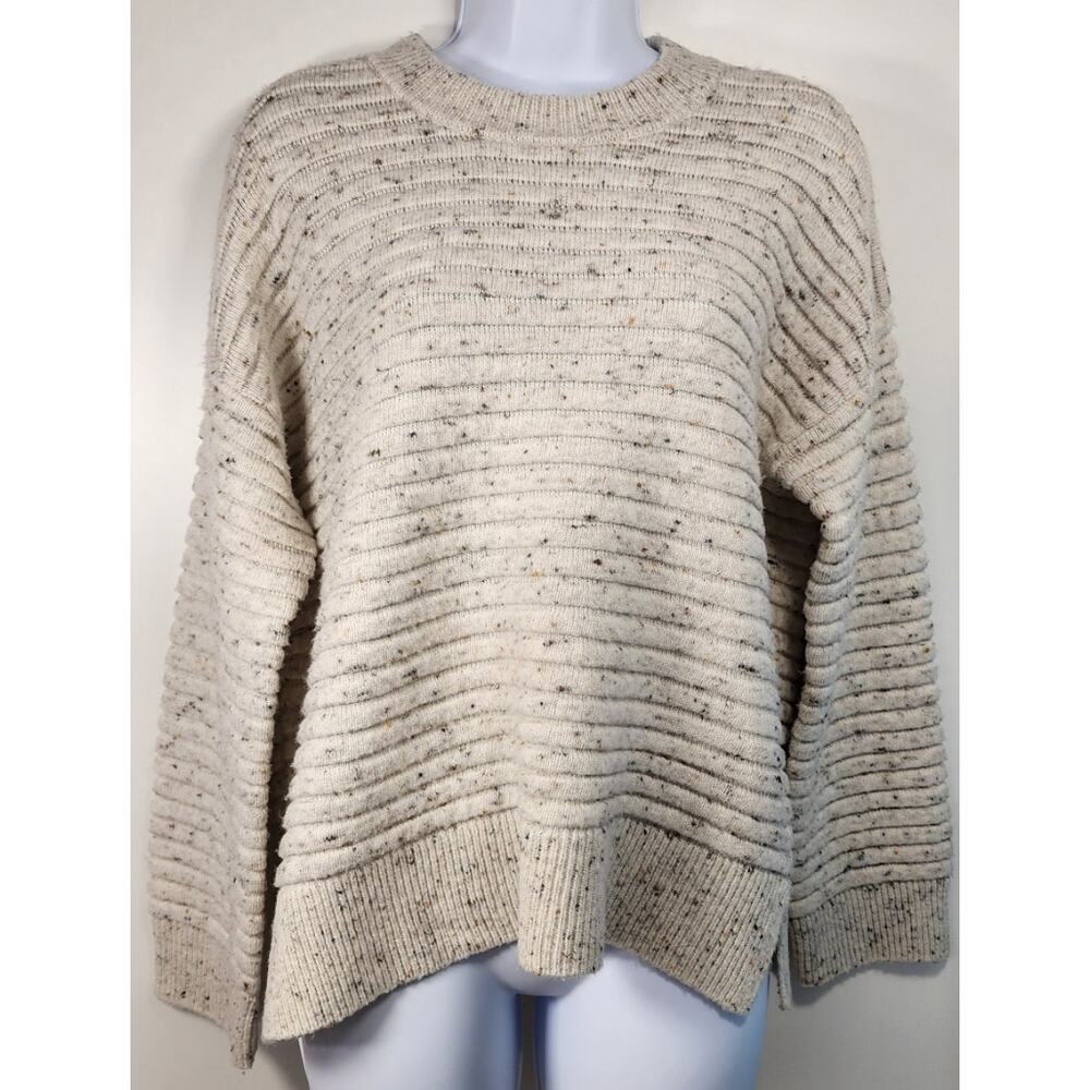 Madewell Speckled Ribbed Sweater Women's M Cream Cozy Crewneck